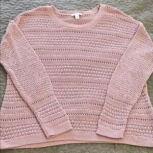 J. Jill Soft Pink Textured Crochet Knit Women's Sweater Small (fits bigger)